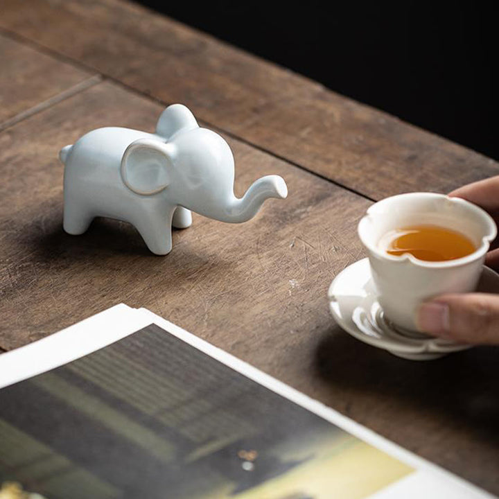 Buddha Stones Small Ceramic Elephant Home Tea Pet Figurine Desk Decoration - image 10
