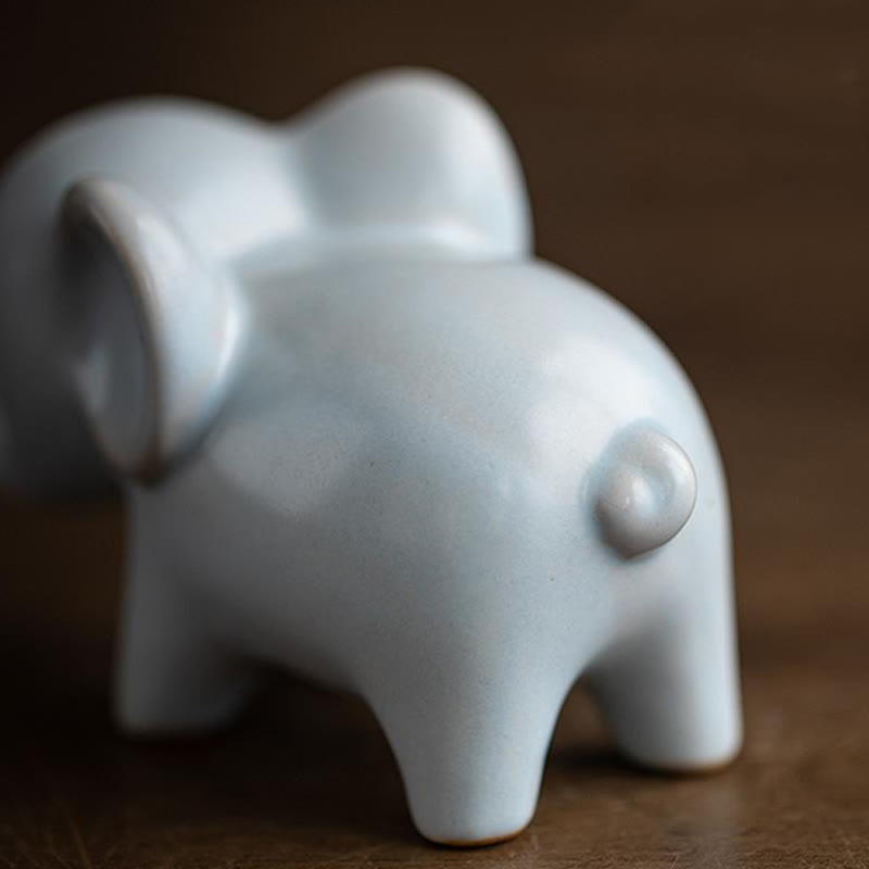 Buddha Stones Small Ceramic Elephant Home Tea Pet Figurine Desk Decoration - image 5