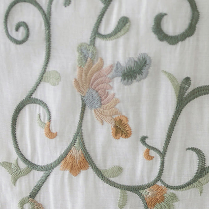 Buddha Stones 2Pcs Flower Embroidery Short Sleeve Tee T-shirt Wide Leg Pants Set - image 18