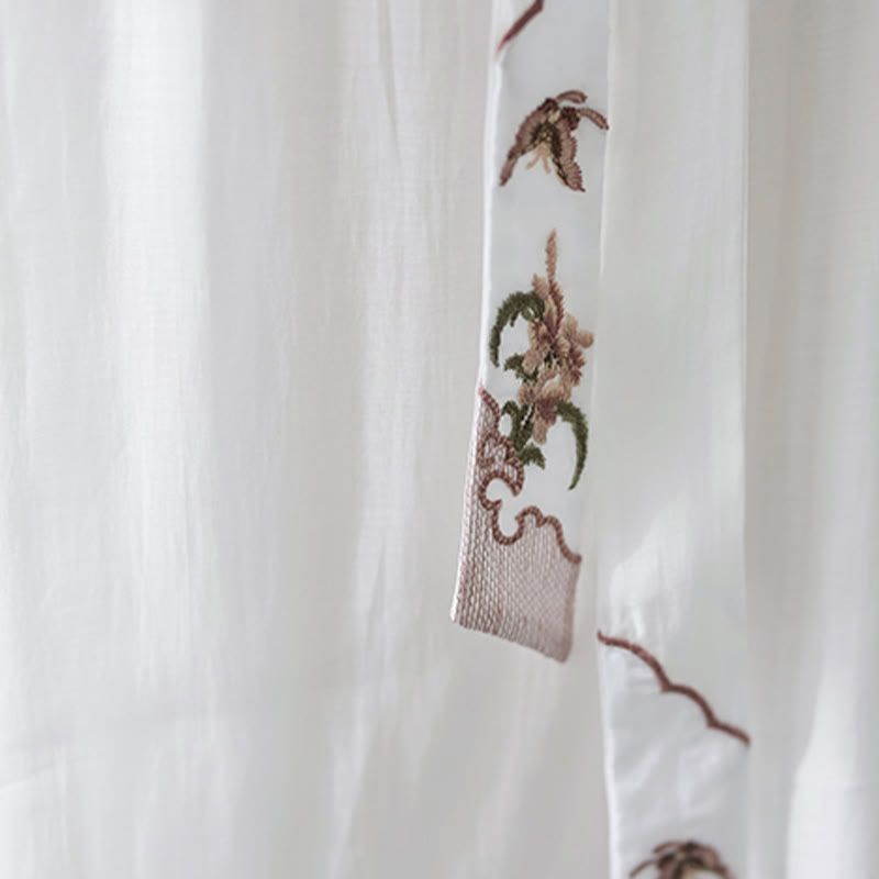 Buddha Stones 2Pcs Flower Embroidery Short Sleeve Tee T-shirt Wide Leg Pants Set - image 26