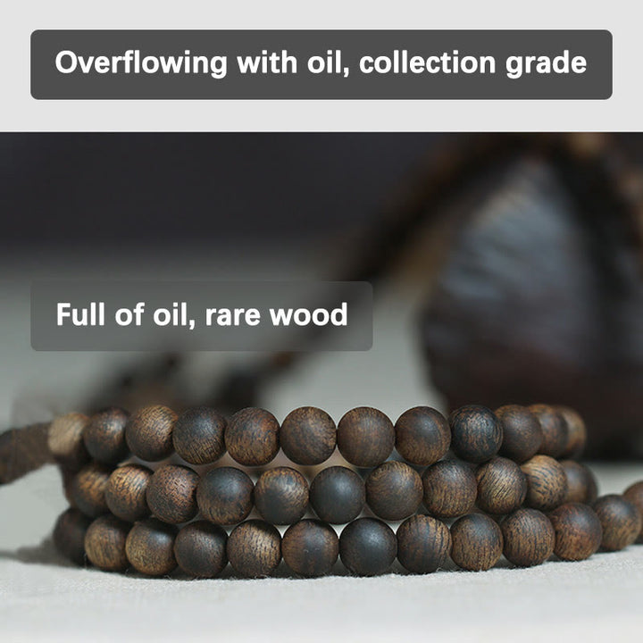 Buddha Stones 7mm 108 Mala Beads Nha Trang Qinan Agarwood Peace Strength Bracelet