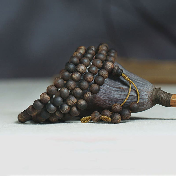 Buddha Stones 7mm 108 Mala Beads Nha Trang Qinan Agarwood Peace Strength Bracelet