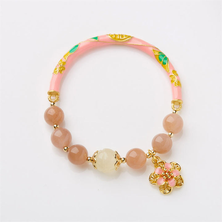 Buddha Stones Natural Sun Stone Golden Silk Jade Flower Charm Wealth Bracelet Bangle - image 7