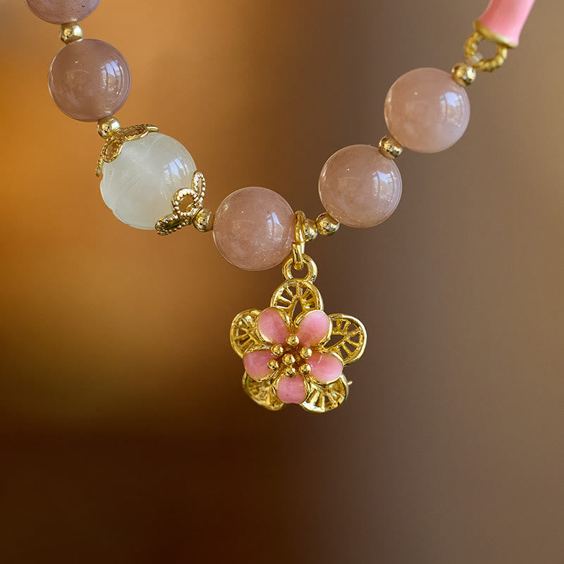 Buddha Stones Natural Sun Stone Golden Silk Jade Flower Charm Wealth Bracelet Bangle - image 3