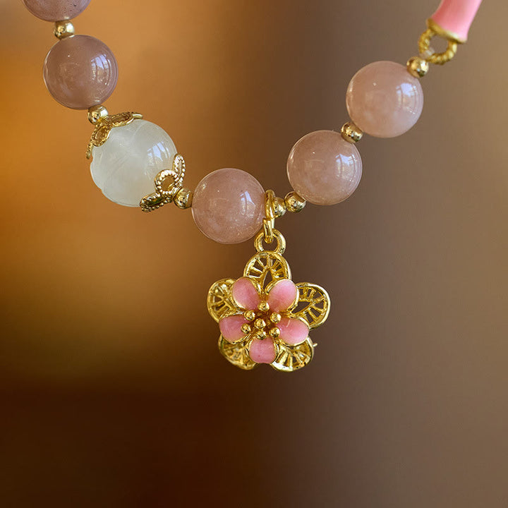 Buddha Stones Natural Sun Stone Golden Silk Jade Flower Charm Wealth Bracelet Bangle - image 3