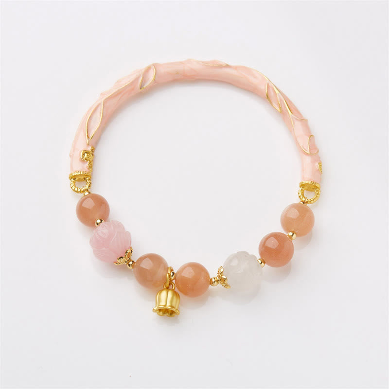 Buddha Stones Sun Stone Golden Silk Jade Lily of the Valley Charm Positive Bracelet Bangle - image 16