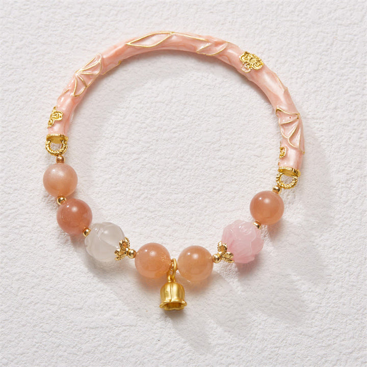 Buddha Stones Sun Stone Golden Silk Jade Lily of the Valley Charm Positive Bracelet Bangle - image 11