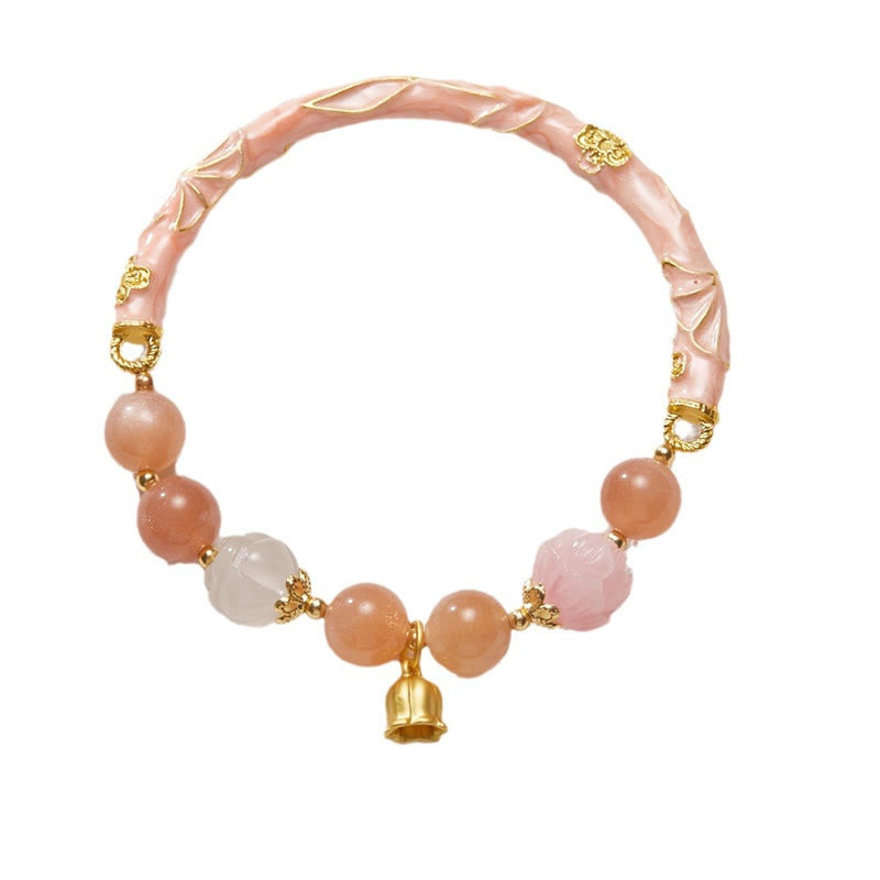 Buddha Stones Sun Stone Golden Silk Jade Lily of the Valley Charm Positive Bracelet Bangle - image 17