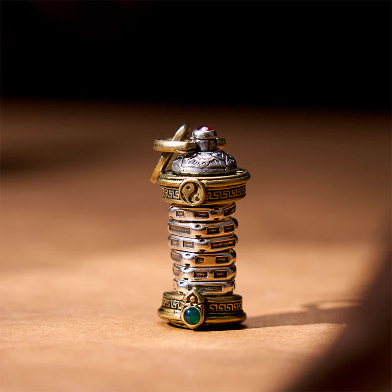 Buddha Stones Yin Yang Tower Copper Balance Rotatable Necklace Pendant - image 4