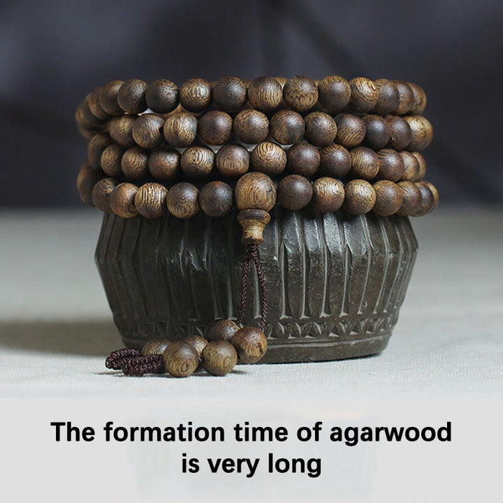 Buddha Stones 108 Mala Beads Nha Trang Soil Buried Qinan Agarwood Balance Strength Bracelet