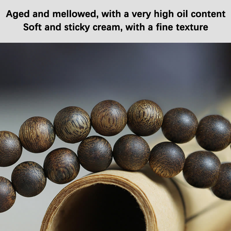 Buddha Stones 108 Mala Beads Nha Trang Soil Buried Qinan Agarwood Balance Strength Bracelet