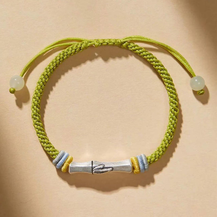 Buddha Stones 999 Sterling Silver Red String Bamboo Enlightenment Bracelet - image 7