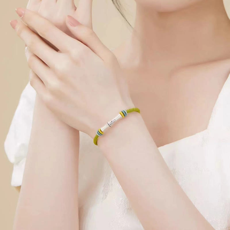 Buddha Stones 999 Sterling Silver Red String Bamboo Enlightenment Bracelet - image 10