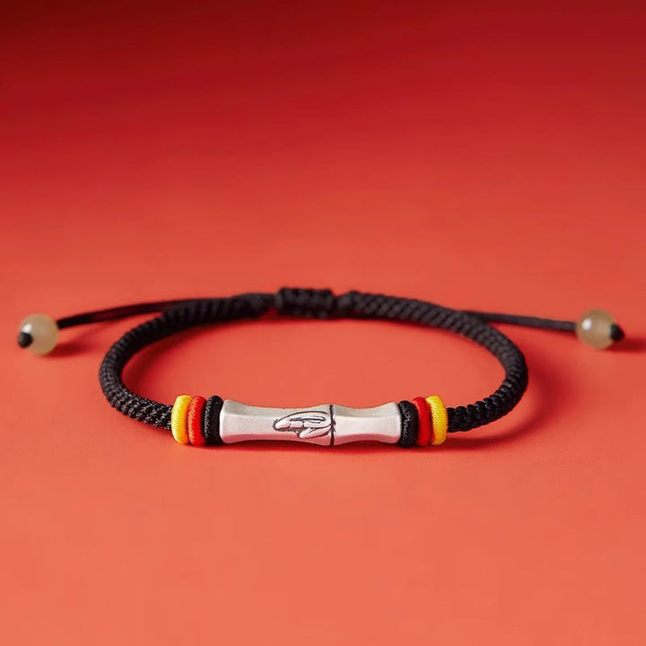 Buddha Stones 999 Sterling Silver Red String Bamboo Enlightenment Bracelet - Black(Wrist Circumference 14-21cm) - image 15