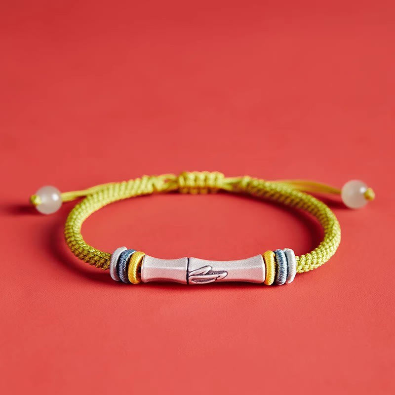 Buddha Stones 999 Sterling Silver Red String Bamboo Enlightenment Bracelet - image 1