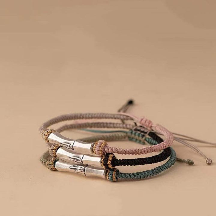 Buddha Stones 925 Sterling Silver Bamboo Protection Braided Bracelet - image 0