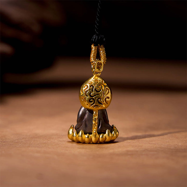 Buddha Stones Alloy Kwan Yin Avalokitesvara Wealth Rope Necklace Pendant