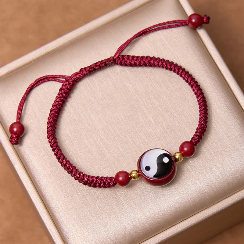 Buddha Stones Lucky Cinnabar Red String Yin Yang Symbol Bagua Blessing Bracelet - image 3