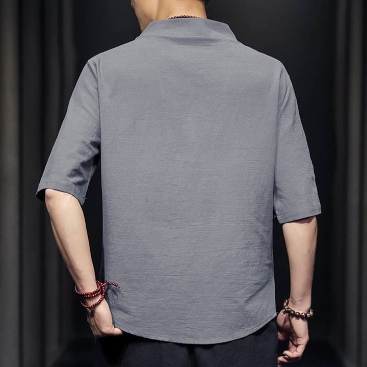 Buddha Stones Casual Summer Half Sleeve Shirt Cotton Men Clothing - image 19