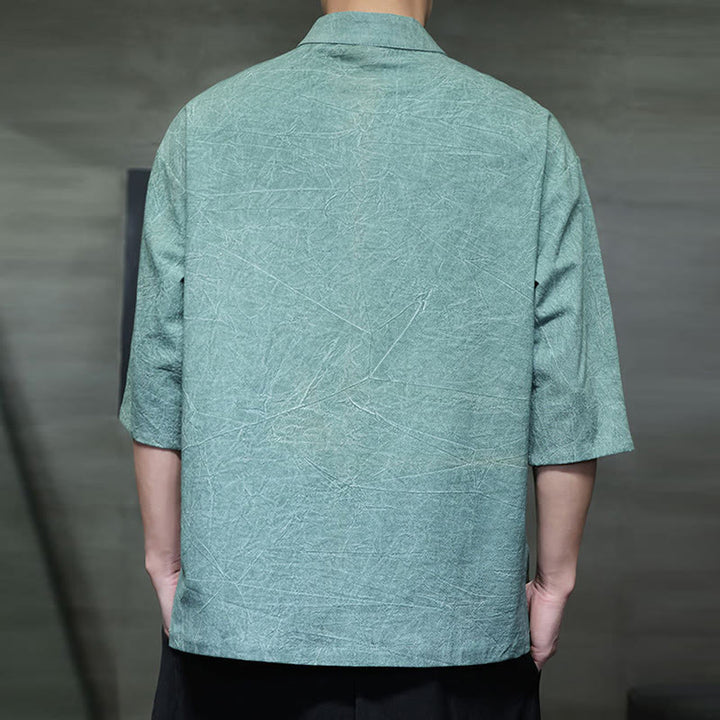 Buddha Stones Men's Chinese Frog-Button Tang Suit Half Sleeve Cotton Linen Shirt - image 8