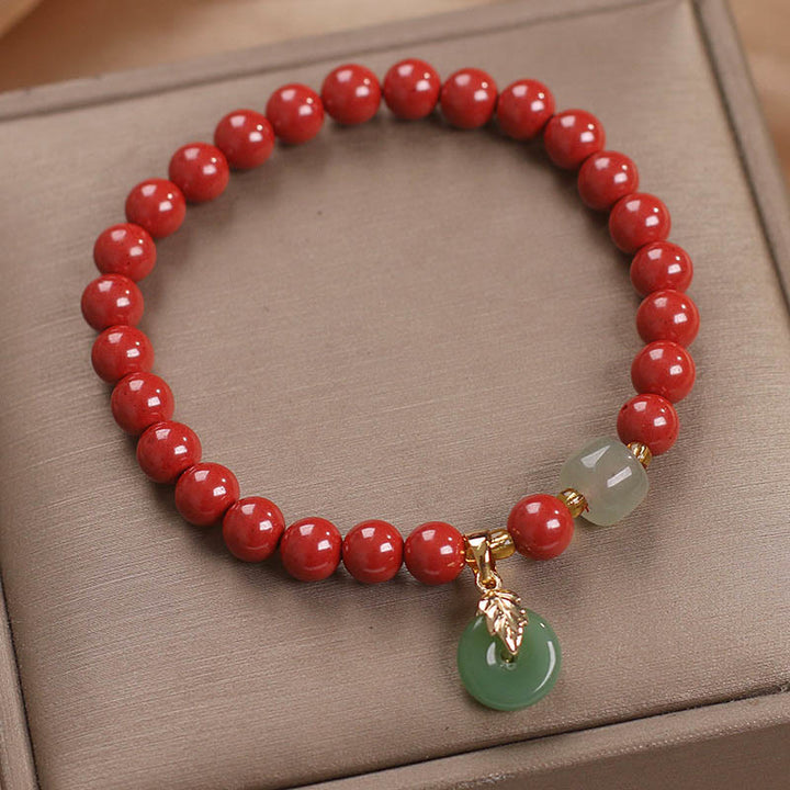 Buddha Stones Lucky Cinnabar Peace Buckle Blessing Bracelet