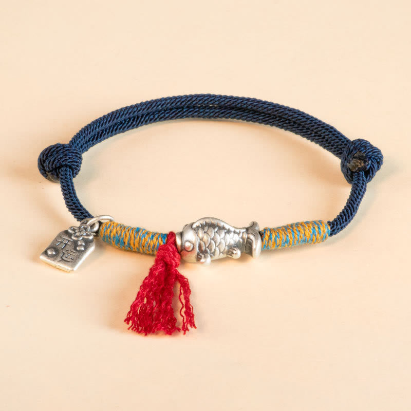 Buddha Stones 999 Sterling Silver Red String Lucky Koi Fish Protection Bracelet - image 4