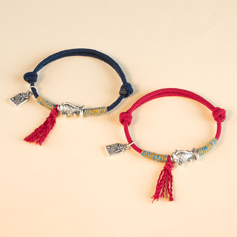 Buddha Stones 999 Sterling Silver Red String Lucky Koi Fish Protection Bracelet - image 12