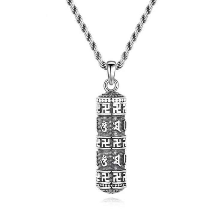 Buddha Stones Om Mani Padme Hum Swastika Twisted Chain Wisdom Necklace Pendant