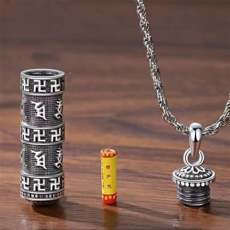 Buddha Stones Om Mani Padme Hum Swastika Twisted Chain Wisdom Necklace Pendant - image 4