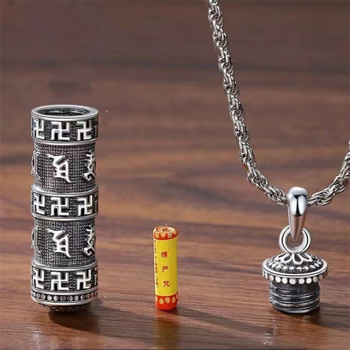 Buddha Stones Om Mani Padme Hum Swastika Twisted Chain Wisdom Necklace Pendant - image 4