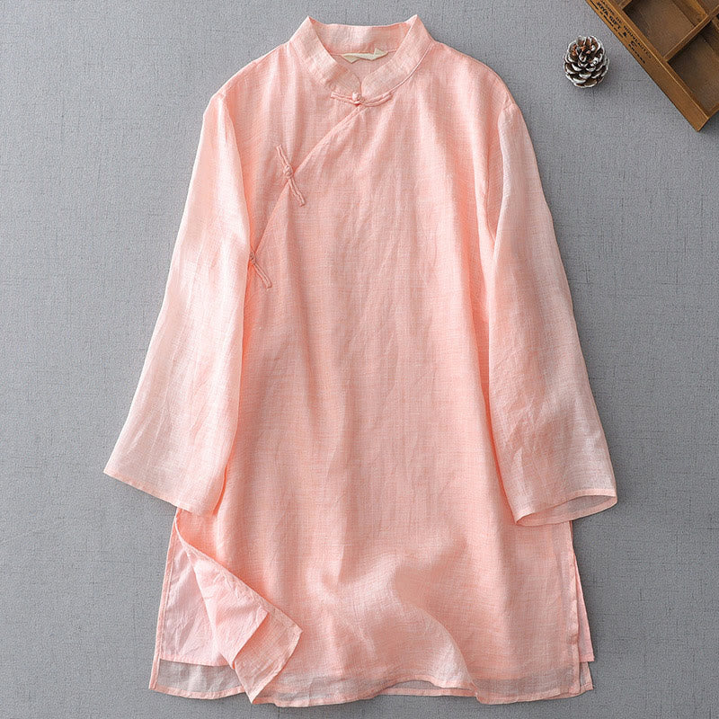Buddha Stones Solid Color Frog-Button Three Quarter Sleeve Double Layer Shirt - MistyRose - US8-10，UK/AU12-14，EU40-42 (2XL) - image 17