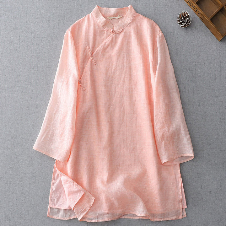 Buddha Stones Solid Color Frog-Button Three Quarter Sleeve Double Layer Shirt - MistyRose - US8-10，UK/AU12-14，EU40-42 (2XL) - image 17