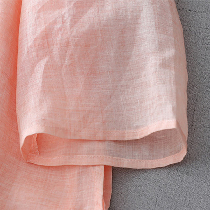 Buddha Stones Solid Color Frog-Button Three Quarter Sleeve Double Layer Cotton Linen Shirt - image 20