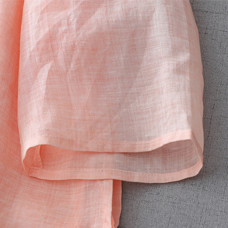 Buddha Stones Solid Color Frog-Button Three Quarter Sleeve Double Layer Cotton Linen Shirt - image 21