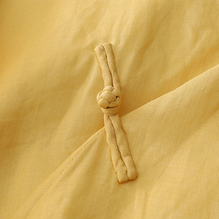Buddha Stones Solid Color Frog-Button Three Quarter Sleeve Double Layer Cotton Linen Shirt - image 9