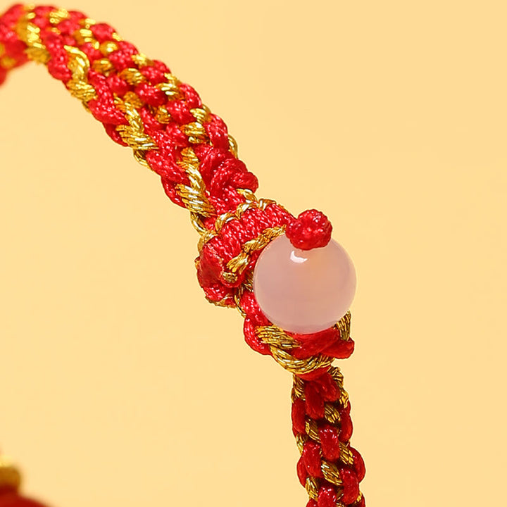 Buddha Stones Handmade Red Agate Amethyst Golden Rutilated Quartz Pink Crystal Bead Calm Braided Bracelet - image 4