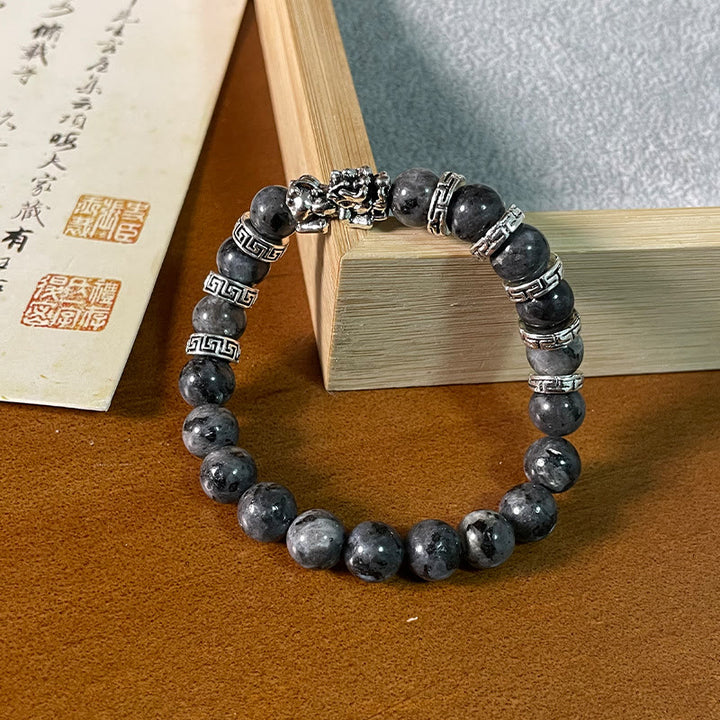 Buddha Stones Black Glitter Stone PiXiu Power Bracelet