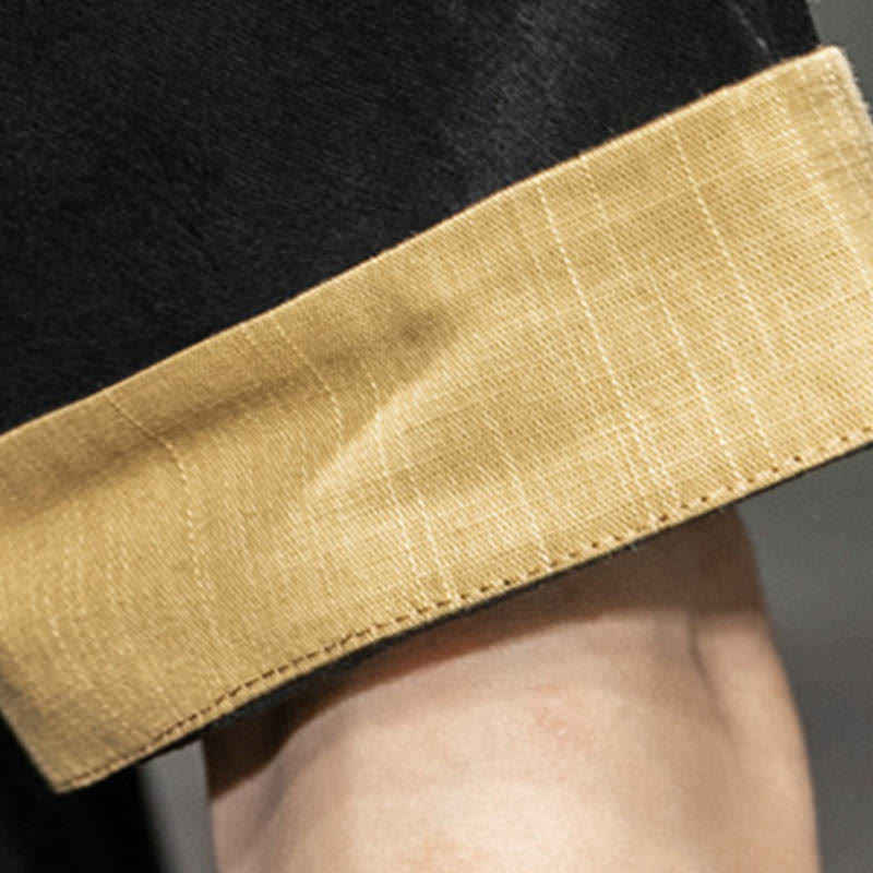 Buddha Stones Frog-Button Chinese Dragon Auspicious Cloud Embroidery Half Sleeve Shirt Cotton Linen Men Clothing - image 8