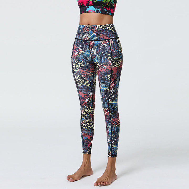 Buddha Stones Rose Lines Tiger Leopard Print Sports Fitness High Waist Leggings Women's Yoga Pants With Pockets - Colorful - US12，UK/AU16，EU44 (XL) - image 19