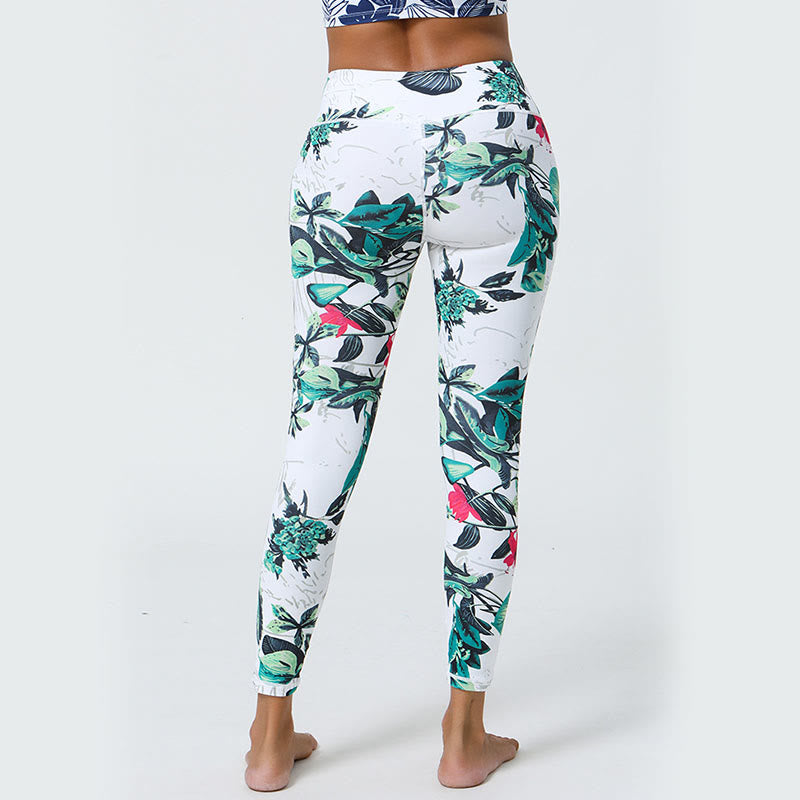 Buddha Stones Flowers Leaves Dandelions Pineapples Print Sports Fitness High Waist Leggings Women's Yoga Pants - image 11