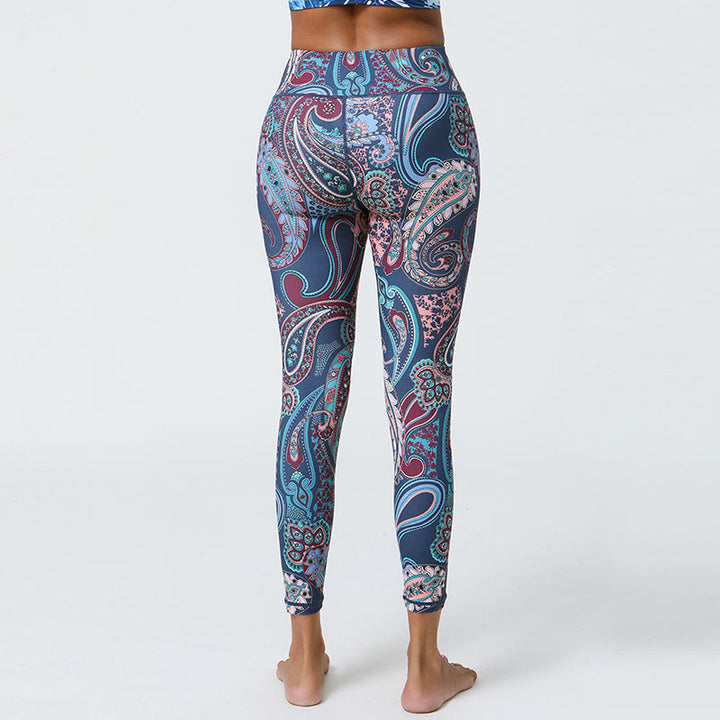 Buddha Stones Flowers Feathers Sun Moon Print Sports Fitness Yoga High Waist Leggings Women's Pants - image 3
