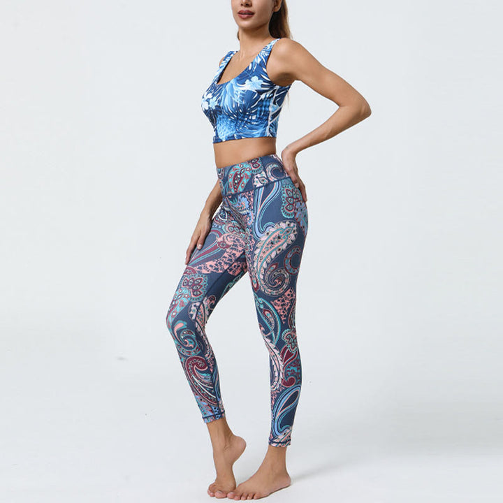 Buddha Stones Flowers Feathers Sun Moon Print Sports Fitness Yoga High Waist Leggings Women's Pants - image 4