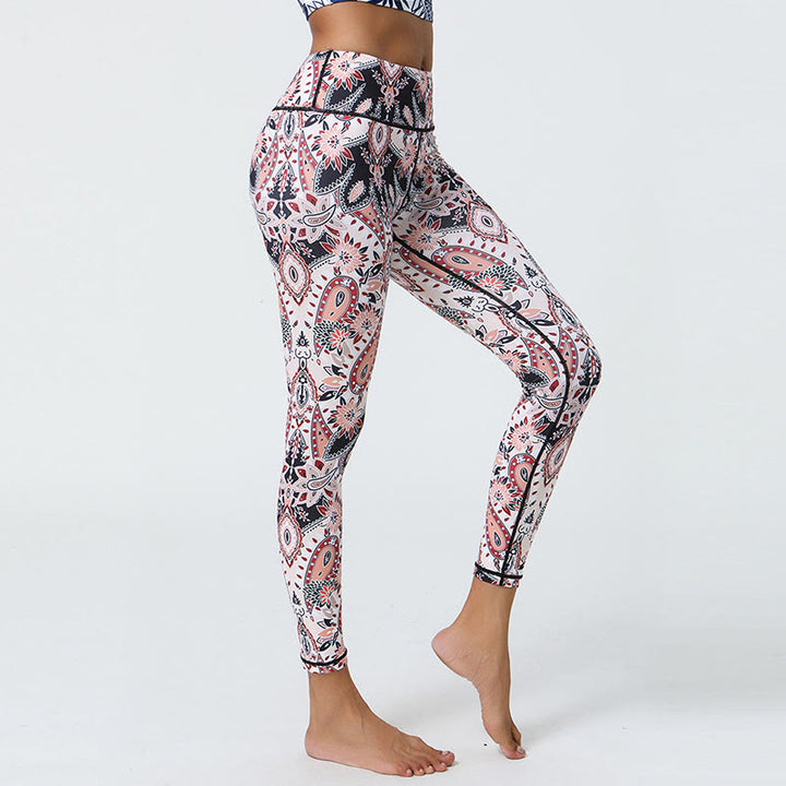 Buddha Stones Flowers Feathers Sun Moon Print Sports Fitness Yoga High Waist Leggings Women's Pants - image 23