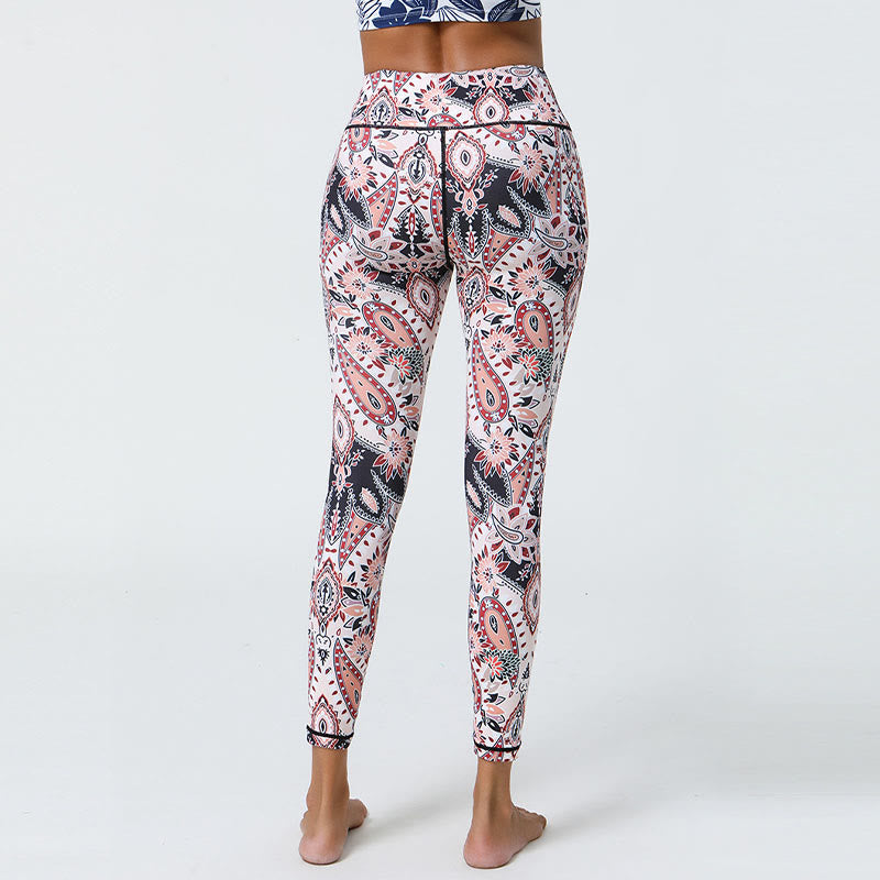 Buddha Stones Flowers Feathers Sun Moon Print Sports Fitness Yoga High Waist Leggings Women's Pants - image 25