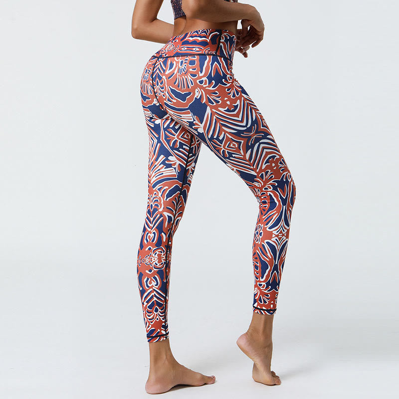 Buddha Stones Flowers Feathers Sun Moon Print Sports Fitness Yoga High Waist Leggings Women's Pants - image 29