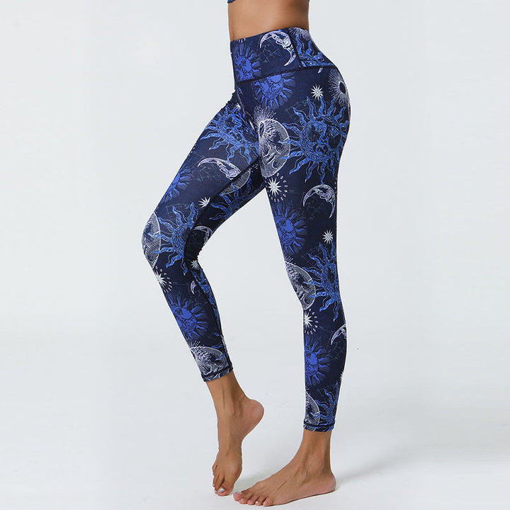 Buddha Stones Flowers Feathers Sun Moon Print Sports Fitness Yoga High Waist Leggings Women's Pants - image 11