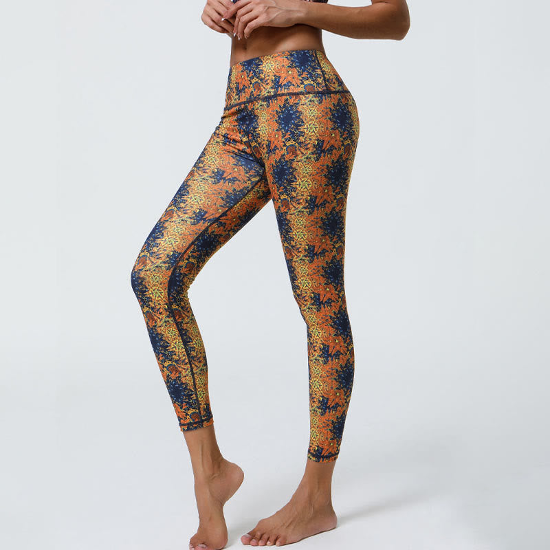Buddha Stones Flowers Geometric Mandalas Print Sports Fitness Yoga High Waist Leggings Women's Pants - image 2