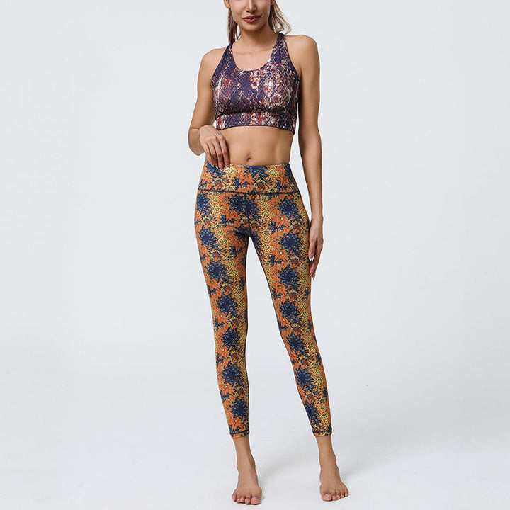 Buddha Stones Flowers Geometric Mandalas Print Sports Fitness Yoga High Waist Leggings Women's Pants