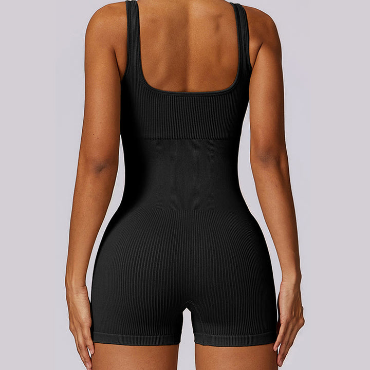 Buddha Stones Solid Seamless Jumpsuit Romper Sports Fitness Yoga Women Bodysuit