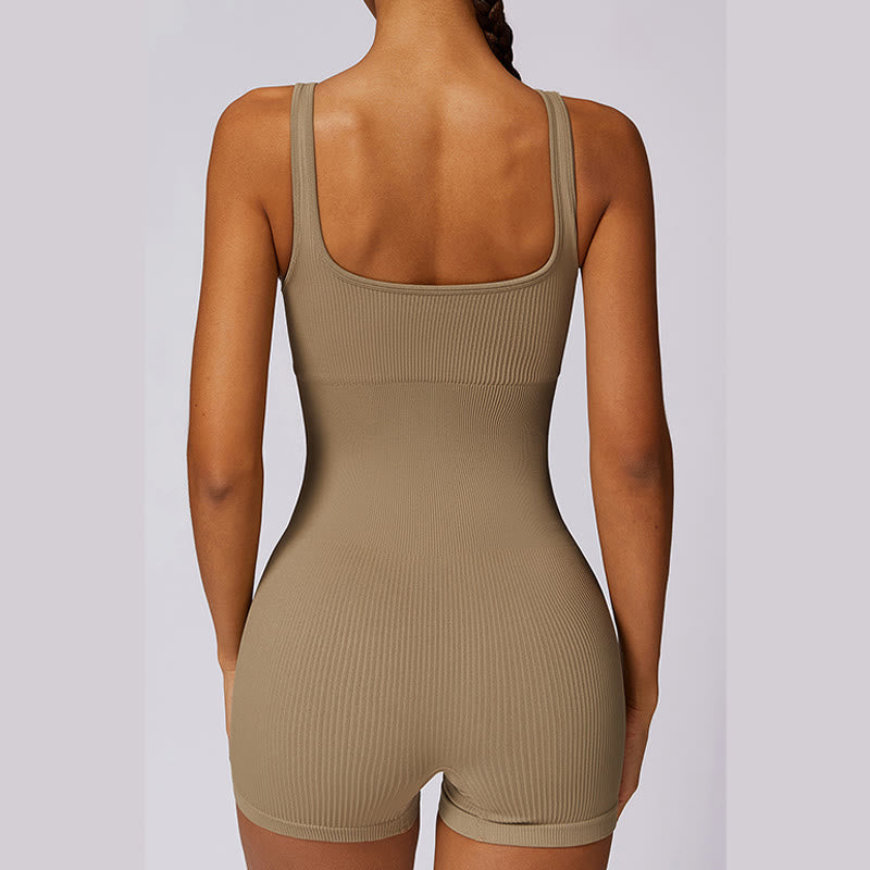 Buddha Stones Solid Seamless Jumpsuit Romper Sports Fitness Yoga Women Bodysuit